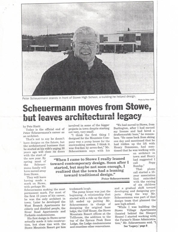 Scheuermann moves from Stowe, but leaves architectural legacy
